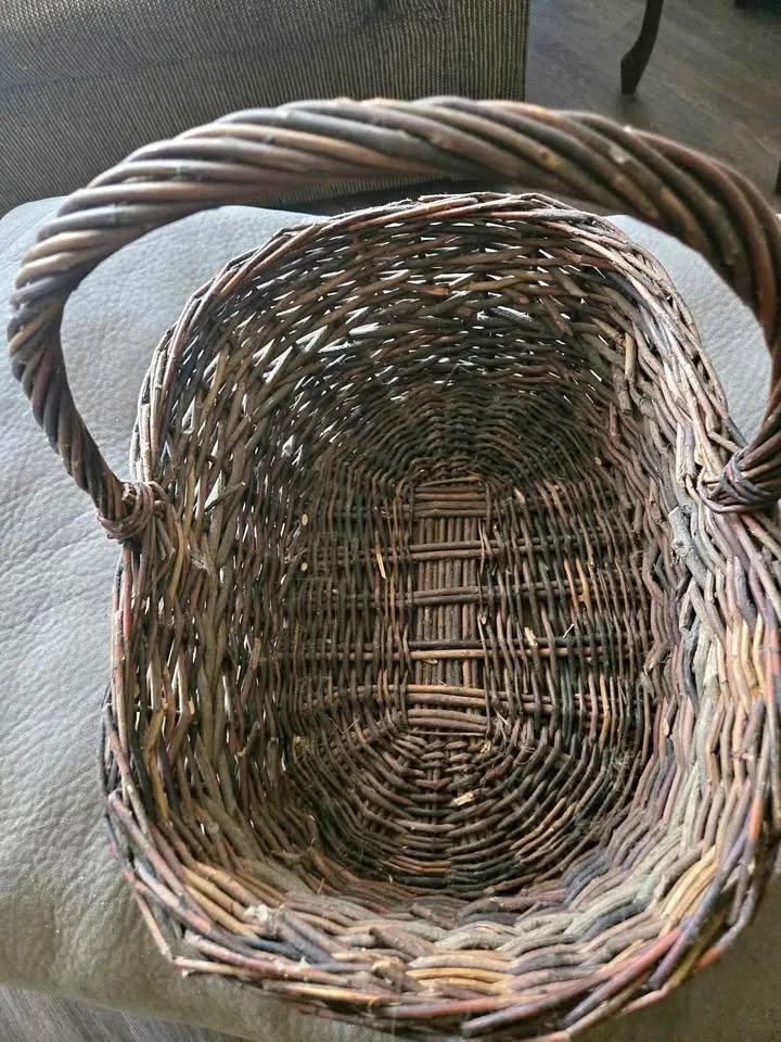 Vintage Woven Willow Gathering Basket