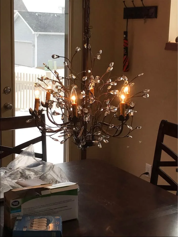 6 Arm Crystal Chandelier Bronze with Extra Crystals originally $ image indicator(3)