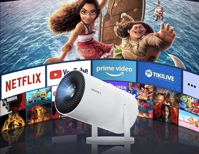 NEW - 1080P Mini Projector - WiFi 6 / Bluetooth, 180°, USB, HDMI image indicator(2)