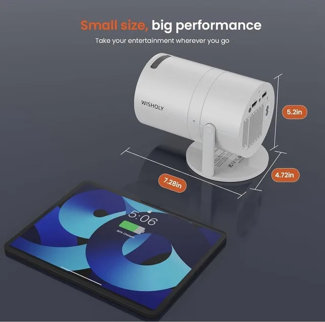 NEW - 1080P Mini Projector - WiFi 6 / Bluetooth, 180°, USB, HDMI image indicator(4)