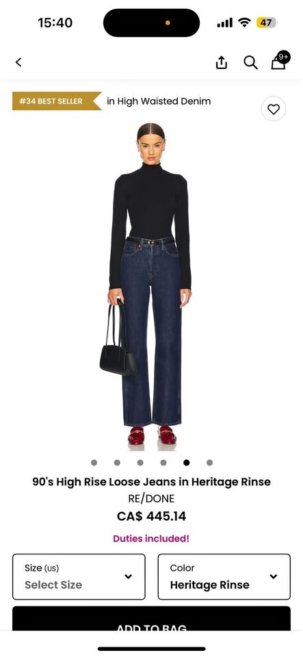 BNWT Re/done high rise loose jeans