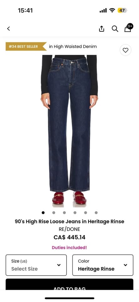 BNWT Re/done high rise loose jeans - photo 2
