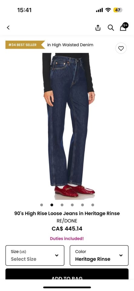 BNWT Re/done high rise loose jeans - photo 3