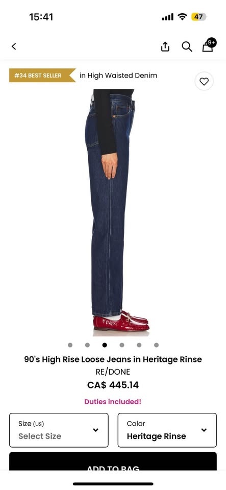 BNWT Re/done high rise loose jeans - photo 4
