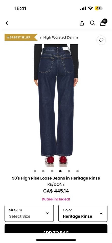 BNWT Re/done high rise loose jeans - photo 5