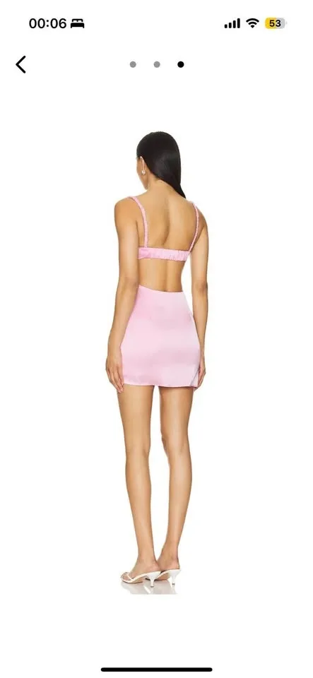BNWT Revolve pink satin mini dress image indicator(2)