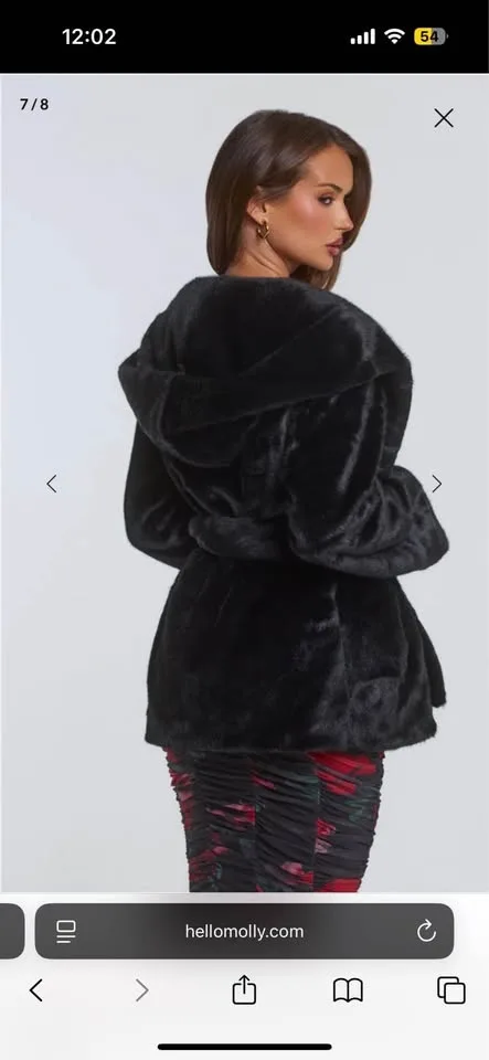 BNIB Black Faux Fur Coat image indicator(3)