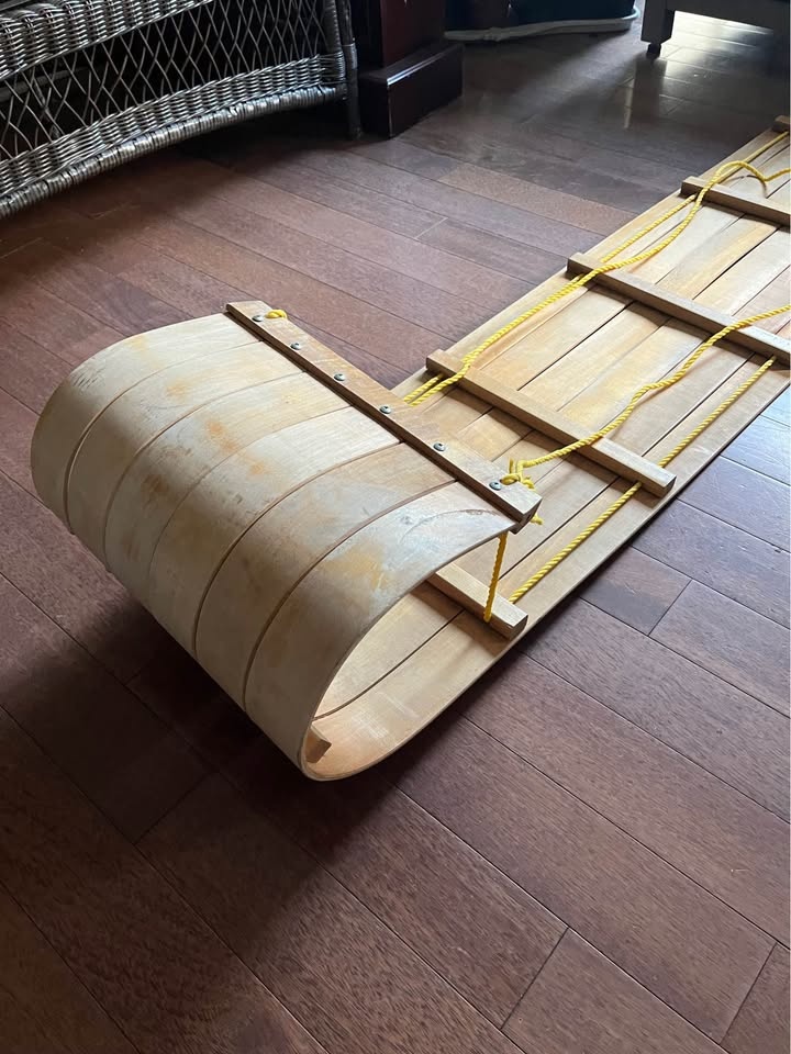 Traditional Vintage Wooden Winter Toboggan Sled - photo 2