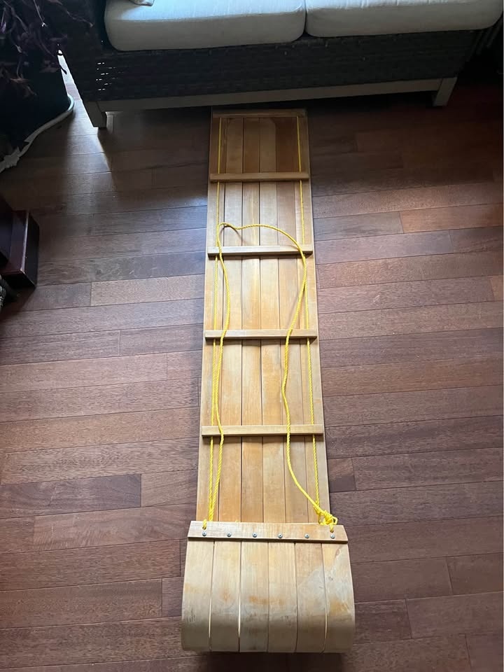 Traditional Vintage Wooden Winter Toboggan Sled - photo 3