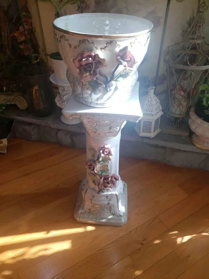 Capodimonte Planter Pedestal Roses image indicator(7)