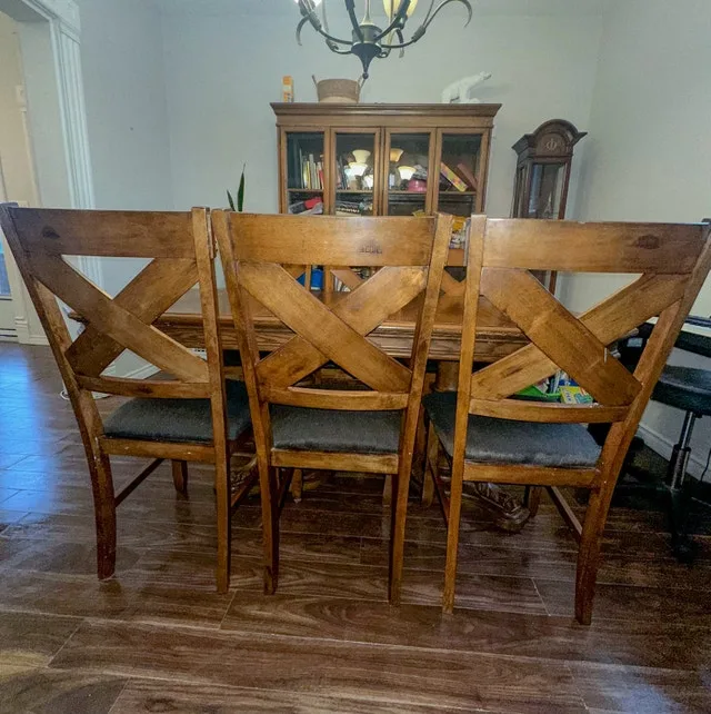 6-8 -Seater Solid Wood Farmhouse Dining Table + Chairs – $400 image indicator(5)