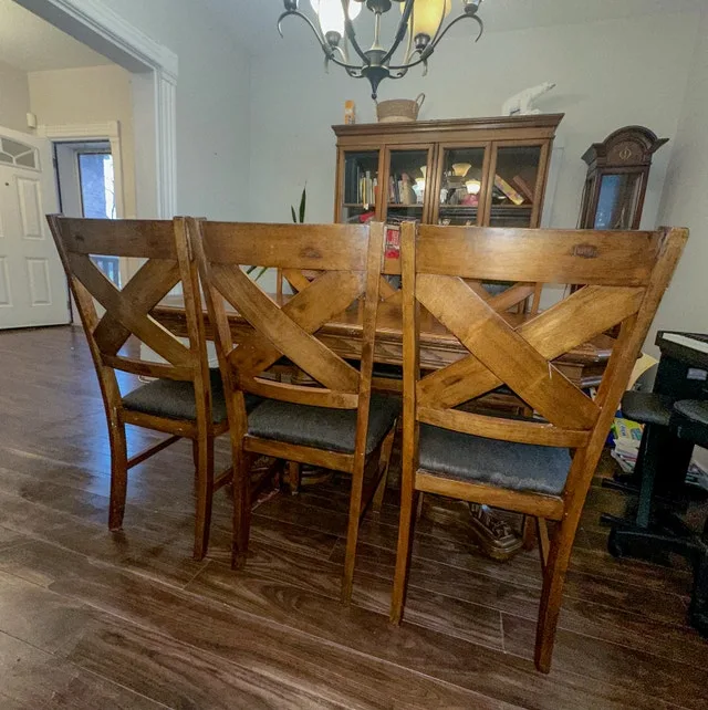 6-8 -Seater Solid Wood Farmhouse Dining Table + Chairs – $400 image indicator(6)