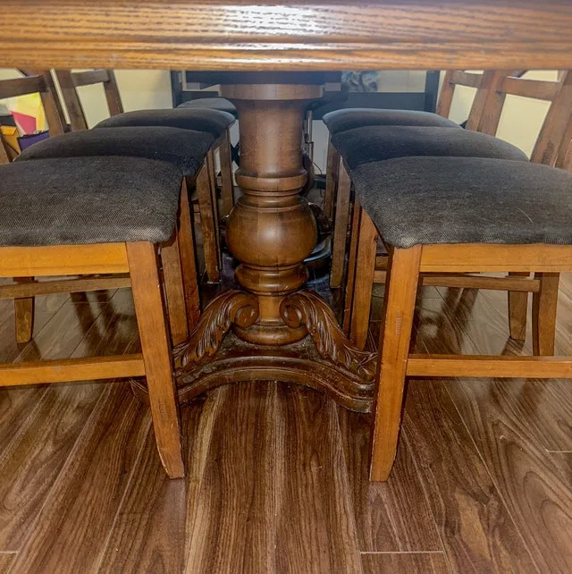 6-8 -Seater Solid Wood Farmhouse Dining Table + Chairs – $400 image indicator(7)