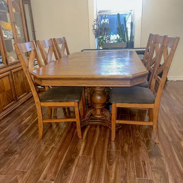 6-8 -Seater Solid Wood Farmhouse Dining Table + Chairs – $400 image indicator(8)