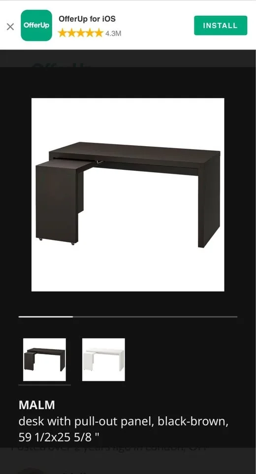 IKEA Malm Desk with pull-out black/brown image indicator(4)