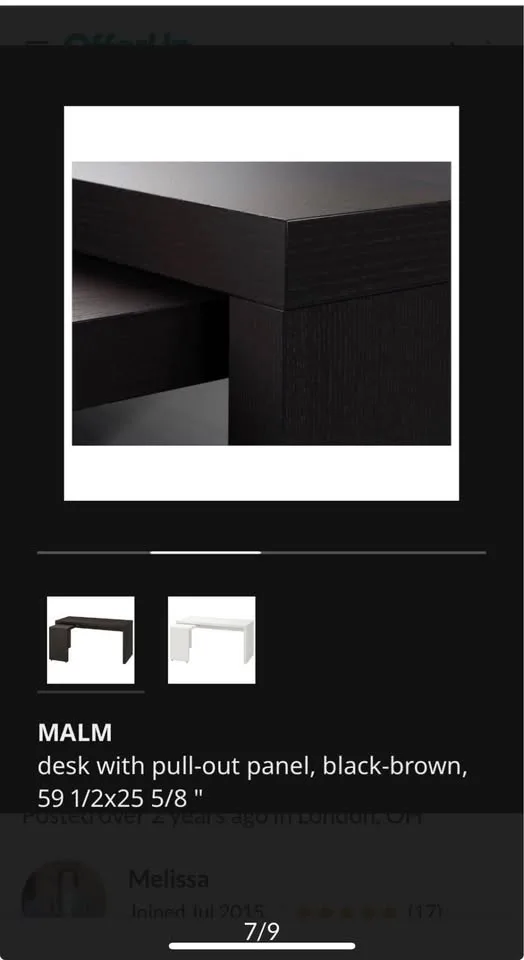 IKEA Malm Desk with pull-out black/brown image indicator(5)