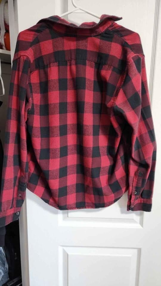 Red Plaid Flannel Shirt – Tailor Vintage – Medium - photo 2