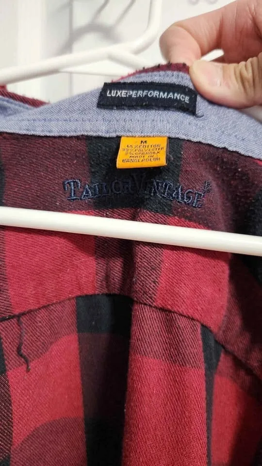 Red Plaid Flannel Shirt – Tailor Vintage – Medium image indicator(3)