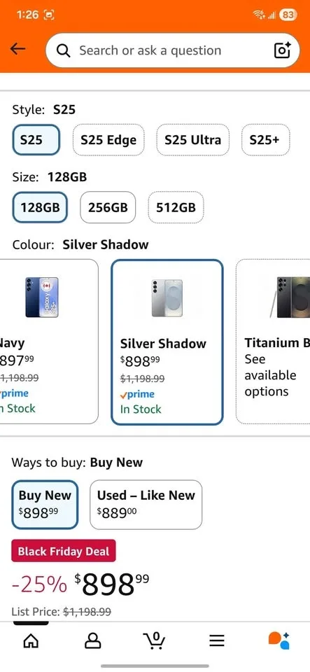 SEALED Box || Samsung Galaxy S25 5G - Silver Shadow, 128GB || 1 image indicator(4)