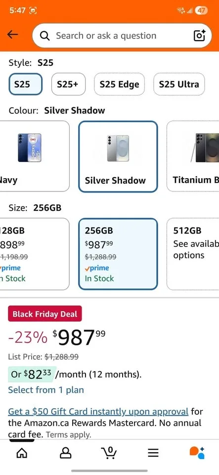 SEALED Box || Samsung Galaxy S25 5G - Silver Shadow, 256 GB || 1 image indicator(4)