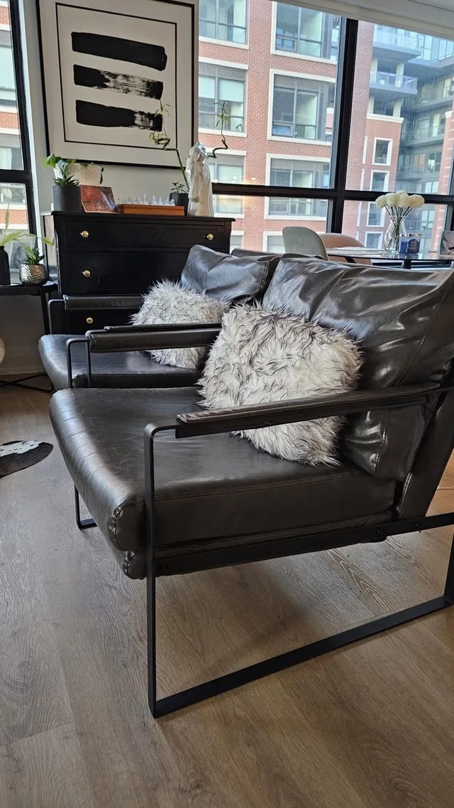 Mid-Century Modern Accent Chair Faux Leather