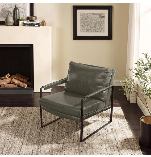 Mid-Century Modern Accent Chair Faux Leather image indicator(6)