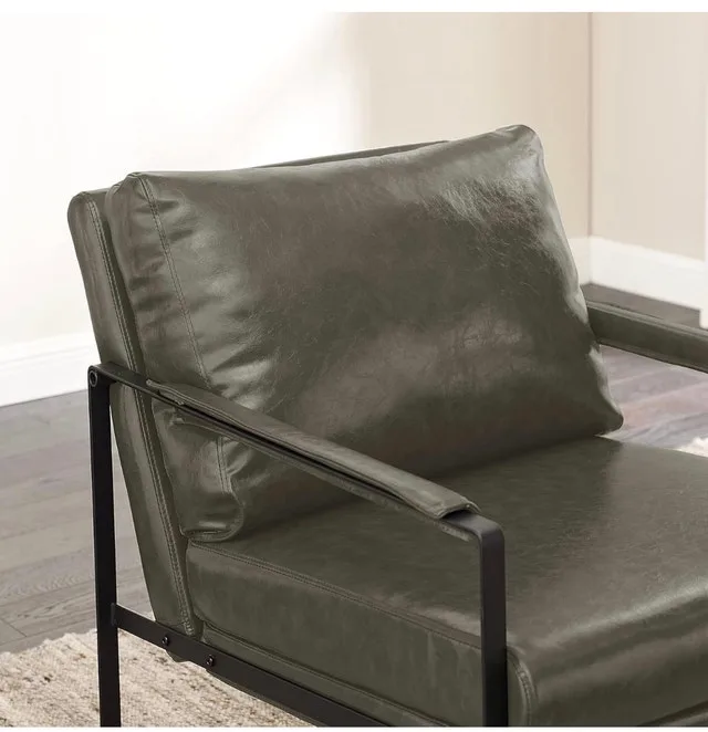 Mid-Century Modern Accent Chair Faux Leather image indicator(7)