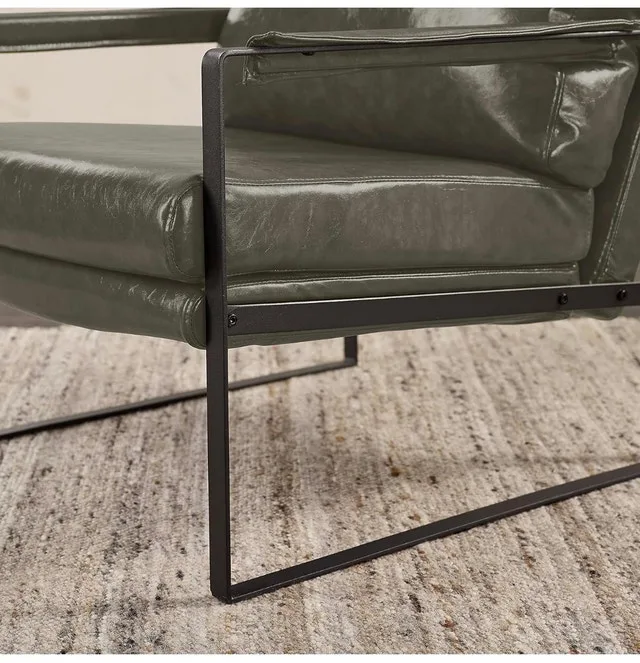 Mid-Century Modern Accent Chair Faux Leather image indicator(9)