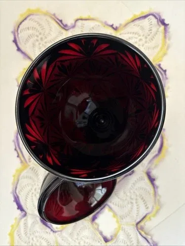 Vintage Ruby Red Glass Pedestal Candy Dish image indicator(3)