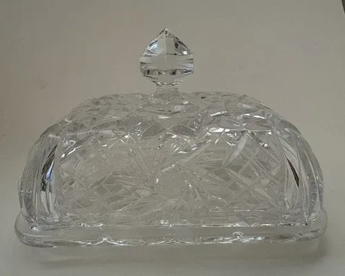 Vintage Crystal Butter Dish “Pinwheel”