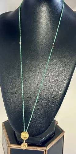 2 TURQUOISE & CORAL HEISHI BEAD NECKLACES image indicator(3)