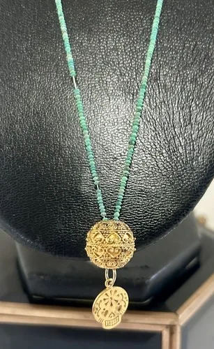 2 TURQUOISE & CORAL HEISHI BEAD NECKLACES image indicator(4)