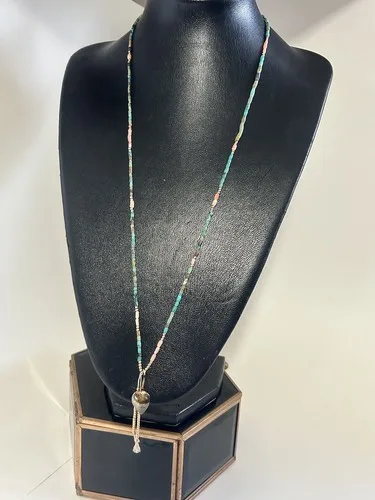 2 TURQUOISE & CORAL HEISHI BEAD NECKLACES image indicator(6)