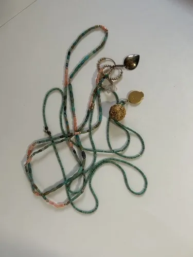 2 TURQUOISE & CORAL HEISHI BEAD NECKLACES image indicator(9)