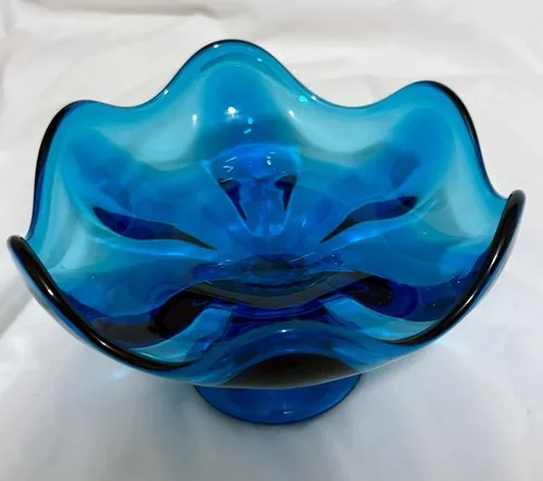 Viking Glass Blue Epic Bluenique Compote Pedestal Bowl image indicator(2)