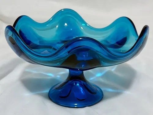 Viking Glass Blue Epic Bluenique Compote Pedestal Bowl image indicator(3)