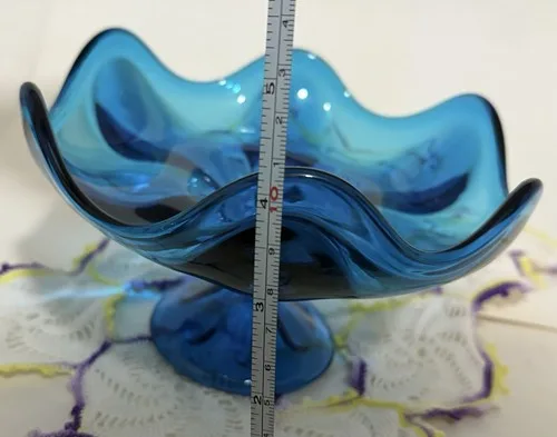 Viking Glass Blue Epic Bluenique Compote Pedestal Bowl image indicator(5)