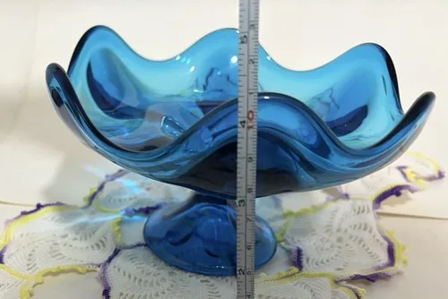Viking Glass Blue Epic Bluenique Compote Pedestal Bowl image indicator(6)