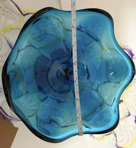 Viking Glass Blue Epic Bluenique Compote Pedestal Bowl image indicator(7)