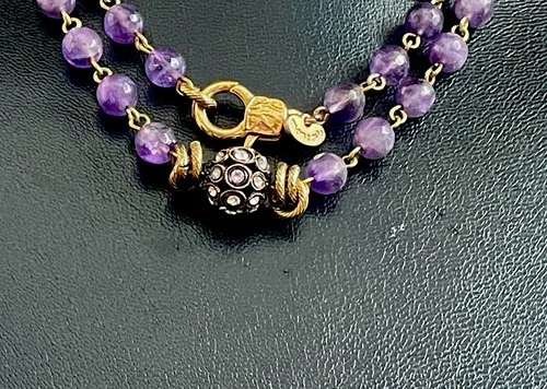 MONREVE AMETHYST NECKLACE GOLD TONE w/ CRYSTAL STATION image indicator(3)