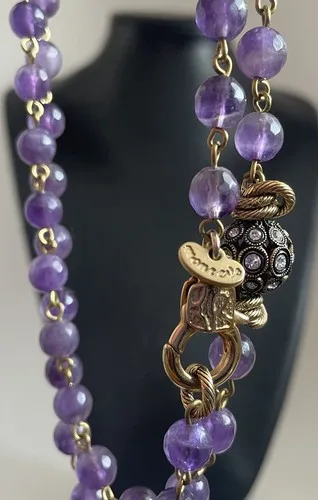 MONREVE AMETHYST NECKLACE GOLD TONE w/ CRYSTAL STATION image indicator(4)