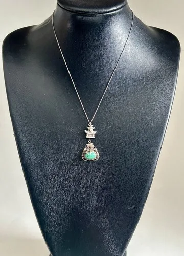 NEIGER BROTHERS ART DECO PEKING GLASS PENDANT NECKLACE