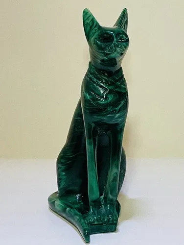 Egyptian Goddess Green Cat Figurine