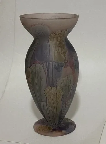 Vintage Rueven Glass Vase Art Nouveau Hand Painted 11"