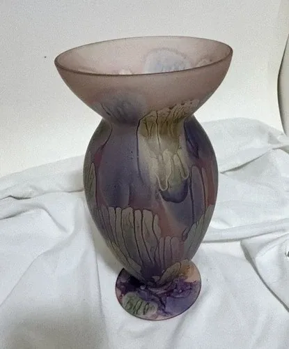 Vintage Rueven Glass Vase Art Nouveau Hand Painted 11" image indicator(2)