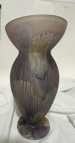Vintage Rueven Glass Vase Art Nouveau Hand Painted 11" image indicator(3)