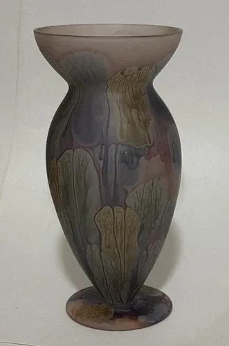Vintage Rueven Glass Vase Art Nouveau Hand Painted 11" image indicator(6)