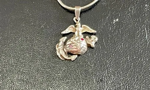 United States Marine Corps Insignia Pendant Sterling Silver Ruby image indicator(5)