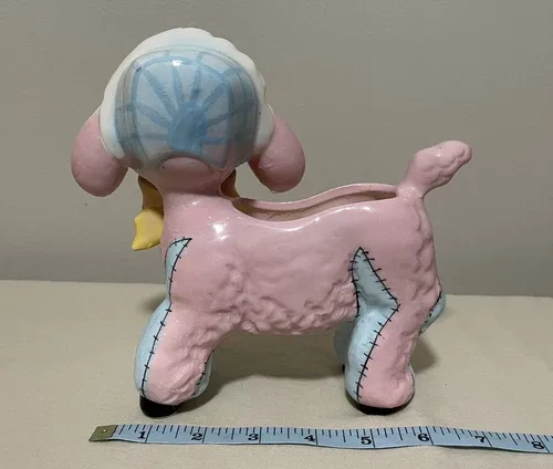 1956 Relpo Porcelain Ceramic Lamb Planter Vase Baby Nursery Laye image indicator(4)