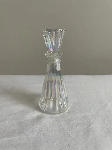 Vintage Iridescent Carnival Glass Perfume Bottle With Stopper